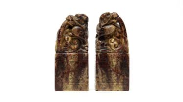 A pair of Chinese soapstone seals