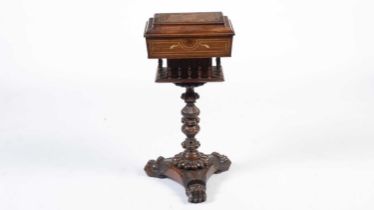 A mid-19th Century Anglo-Indian inlaid pedestal work table