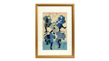 Kuniyoshi Utagawa - Actors performing a dance | woodblock