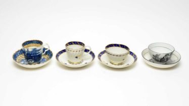 Four 18th century English cups and saucers.