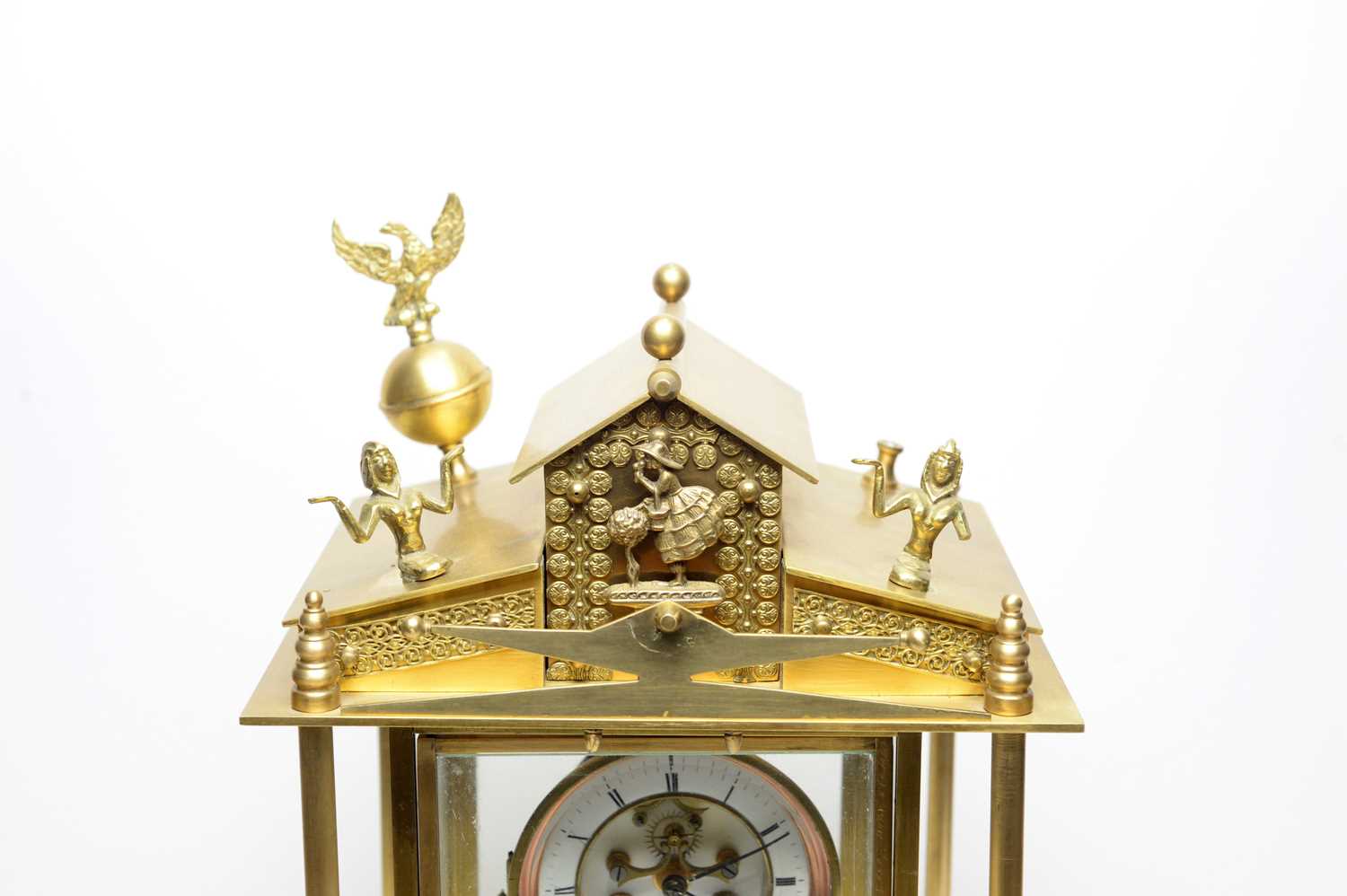 S Marti & Cie: a large and impressive French gilt four-glass mantel clock - Image 4 of 15