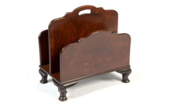 A Georgian-style burr walnut two-division magazine rack