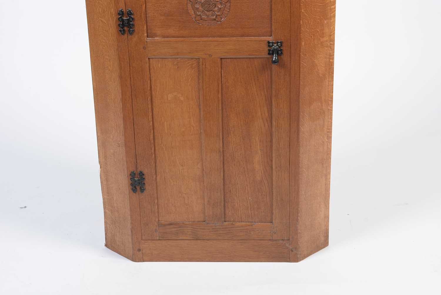 Thomas 'Gnomeman' Whittaker (of Littlebeck): an oak floor standing corner cupboard - Image 8 of 8