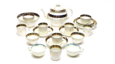 A Chamberlain's part tea service and two Worcester Teacups