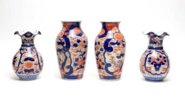 Two pairs of Japanese Imari vases