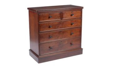 An early Victorian mahogany chest of drawers stamped T Willson, Gt Queen St, London