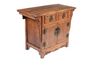 A Chinese hardwood altar-style side cabinet