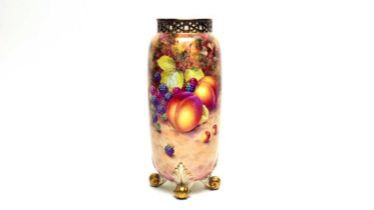 Royal Worcester fruit painted vase Freeman