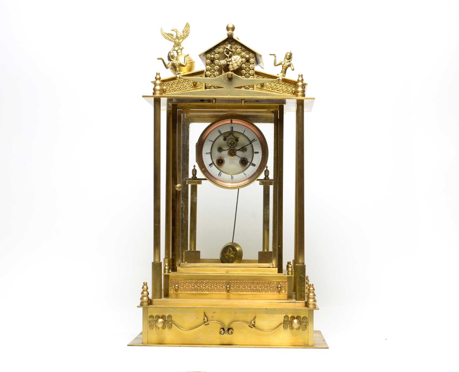 S Marti & Cie: a large and impressive French gilt four-glass mantel clock - Image 15 of 15