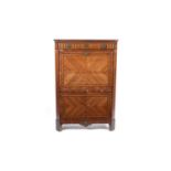 A French late 18th century inlaid walnut secretaire a abattant