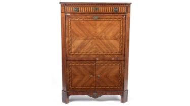 A French late 18th century inlaid walnut secretaire a abattant