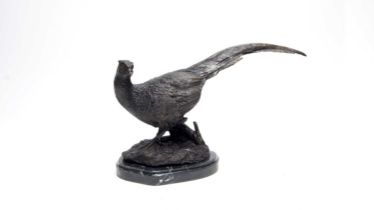 After Jules Moigniez: a bronze sculpture of a pheasant,