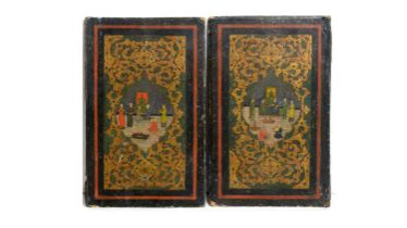 Tibetan School - A pair of panels each depicting wedding scenes | gouache and gilt
