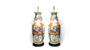 Pair of famille rose vases as lamps