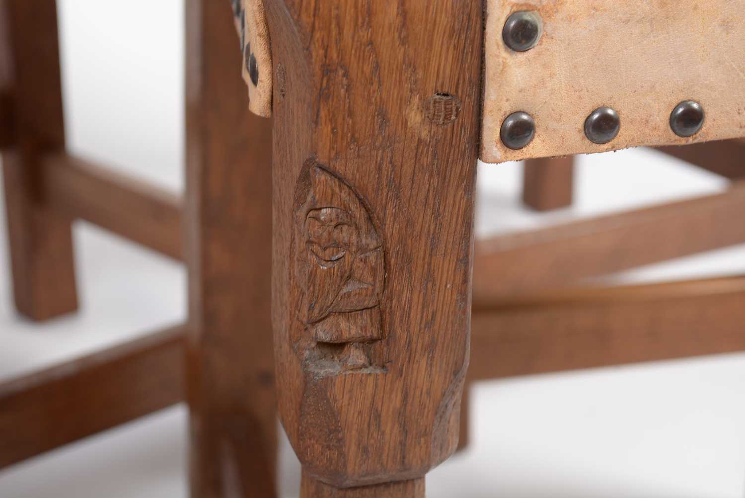 Thomas 'Gnomeman' Whittaker of Littlebeck: a set of six oak dining chairs - Image 4 of 8