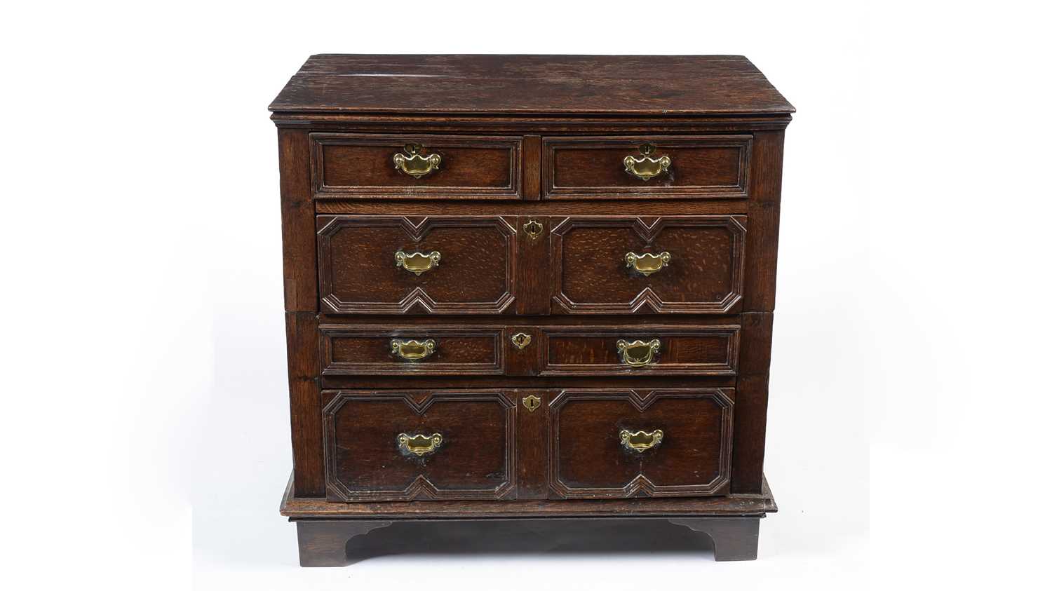 A late 17th century oak chest of drawers