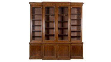 A large late 19th Century mahogany breakfront library bookcase