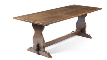 A substantial 18th Century style oak refectory dining table