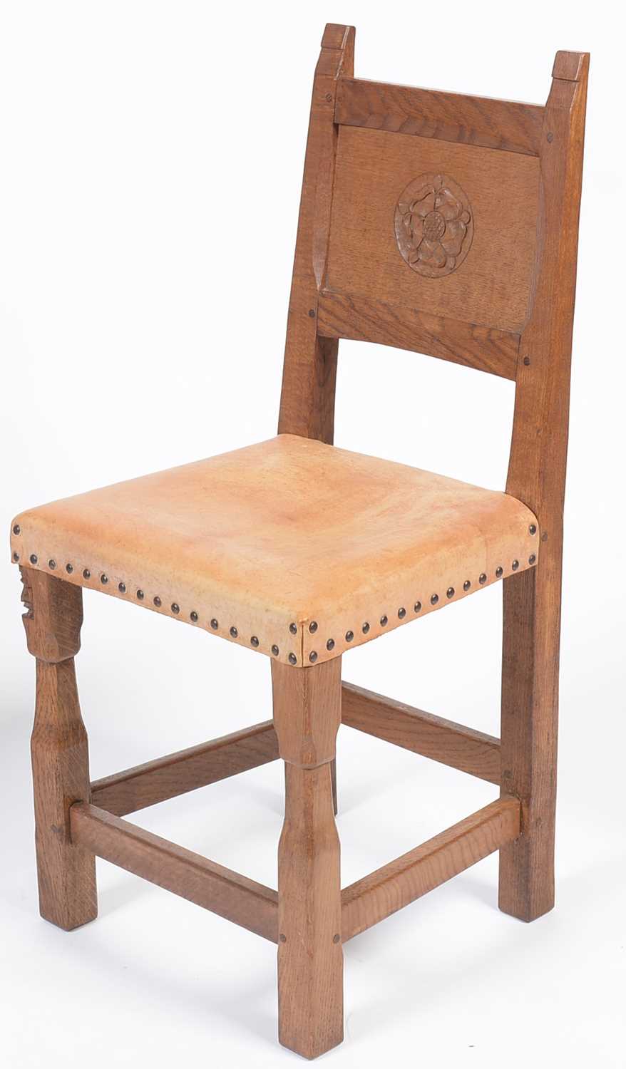 Thomas 'Gnomeman' Whittaker of Littlebeck: a set of six oak dining chairs - Image 8 of 8