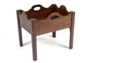 A Georgian-style mahogany bottle tray on stand