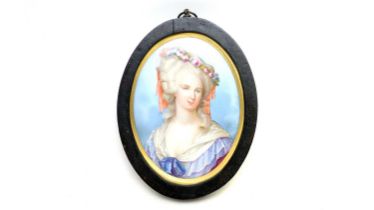 Sevres style oval portrait plaque Marie Antoinette