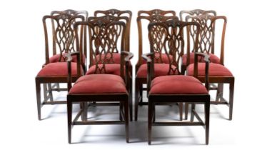 A set of ten George III style mahogany dining chairs