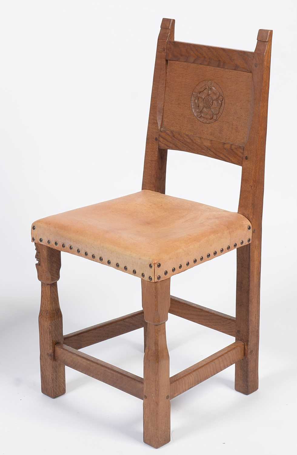 Thomas 'Gnomeman' Whittaker of Littlebeck: a set of six oak dining chairs - Image 7 of 8