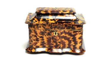 A George III tortoiseshell tea caddy