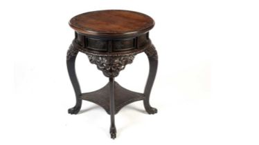 An ornate Chinese carved hardwood occasional table c1900