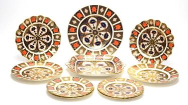 Ten Royal Crown Derby Imari plates