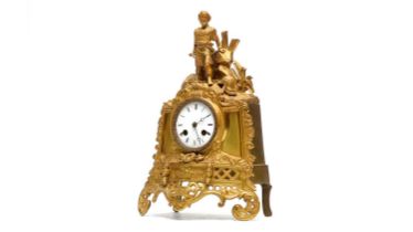 A late 19th Century French gilt metal mantel clock