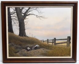 Jerry S. Waide - Badgers Emerging from a Sett | oil