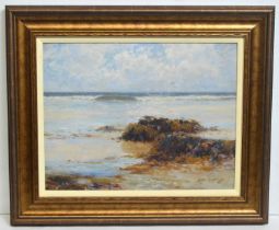 Lester Sutcliffe - Sand, Sea, and Gulls in the Gloaming | oil