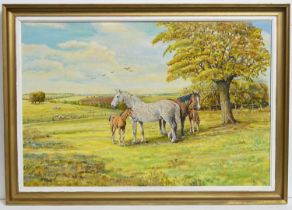 Stanley Clark - Horses and Their Foals Grazing | oil