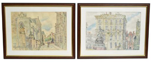 Charles Herbert "Charlie" Rogers - Two views of Newcastle | watercolour