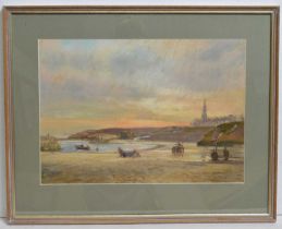 Walter Holmes - View of Cullercoats Bay | pastel