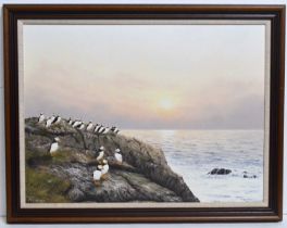 Jerry S. Waide - Puffins at Sunset | oil
