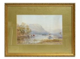 Edward Tucker Jnr - Misty Highland Loch View with Cattle | watercolour