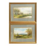 Leonard Lewis - A Pair of Autumnal Landscape Views | watercolour