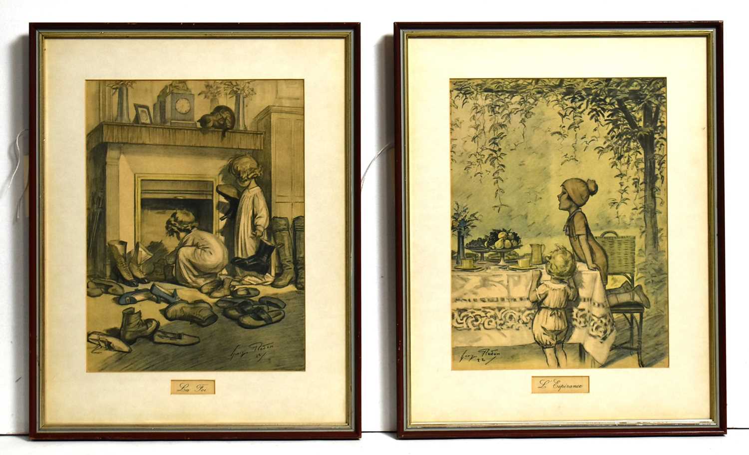 After Jules Georges Redon - Two 1920s luncheon menus for Memes Maisons | offset-lithographs