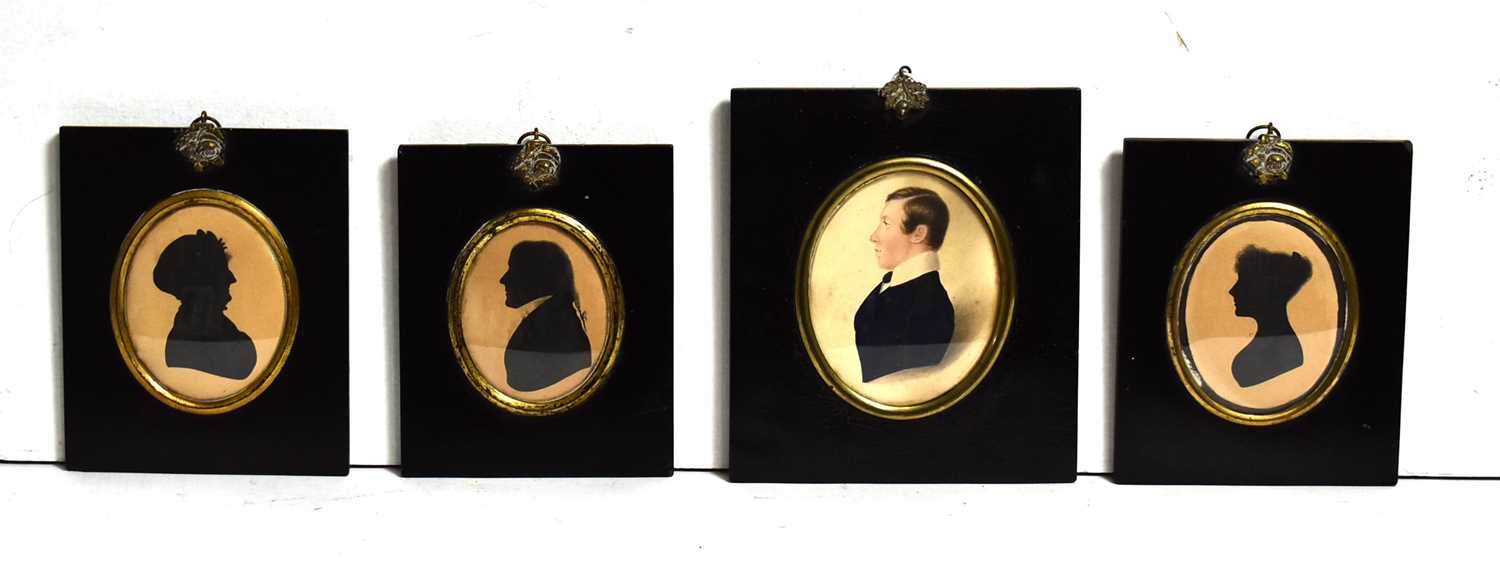 18th/19th Century British School - Silhouettes and a Miniature | gouache and watercolour