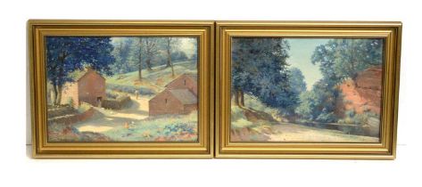 Thomas Bowman Garvie - A pair of landscape views with dappled light | oil
