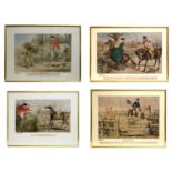 John Leech - Four prints from "Hunting Incidents" | chromolithographs