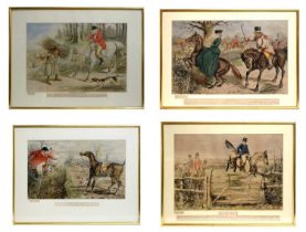 John Leech - Four prints from "Hunting Incidents" | chromolithographs