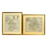 Robert Morden - Maps of Warwickshire and Lancaster | hand-coloured engravings