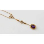 An Edwardian amethyst and seed pearl necklace