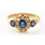 An early 20th Century sapphire and diamond ring