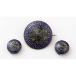 A Victorian Scottish granite set brooch and button set