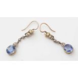 A fine pair of Victorian sapphire, diamond and seed pearl drop earrings