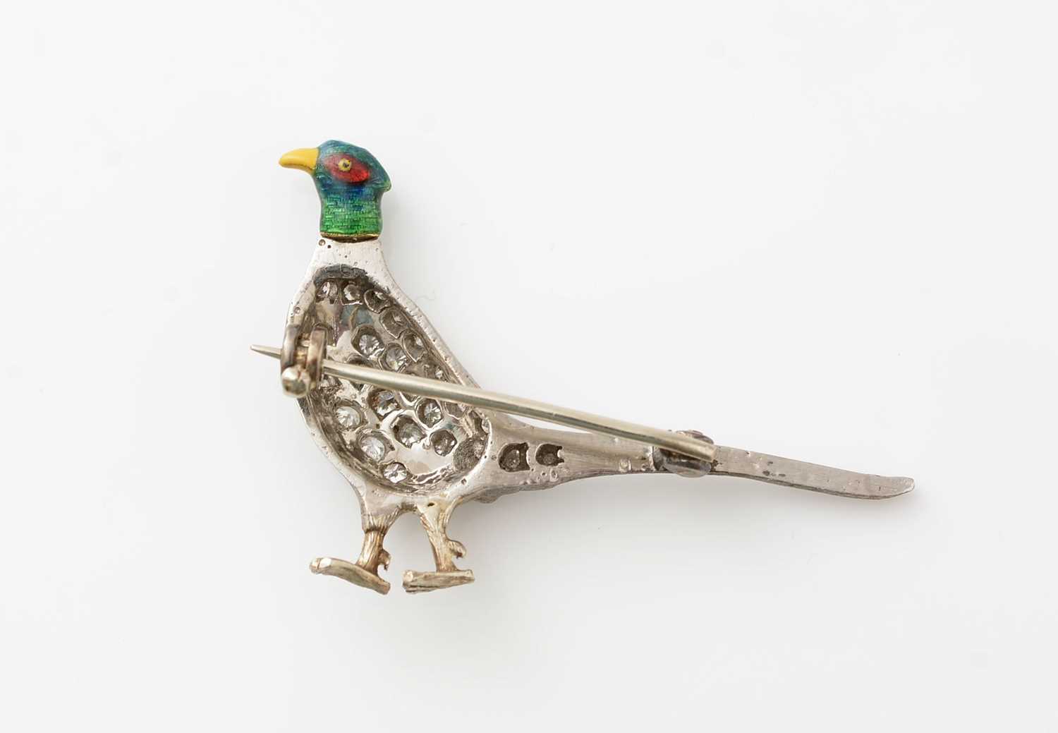 An early 20th Century diamond and enamel pheasant pattern brooch - Image 2 of 2